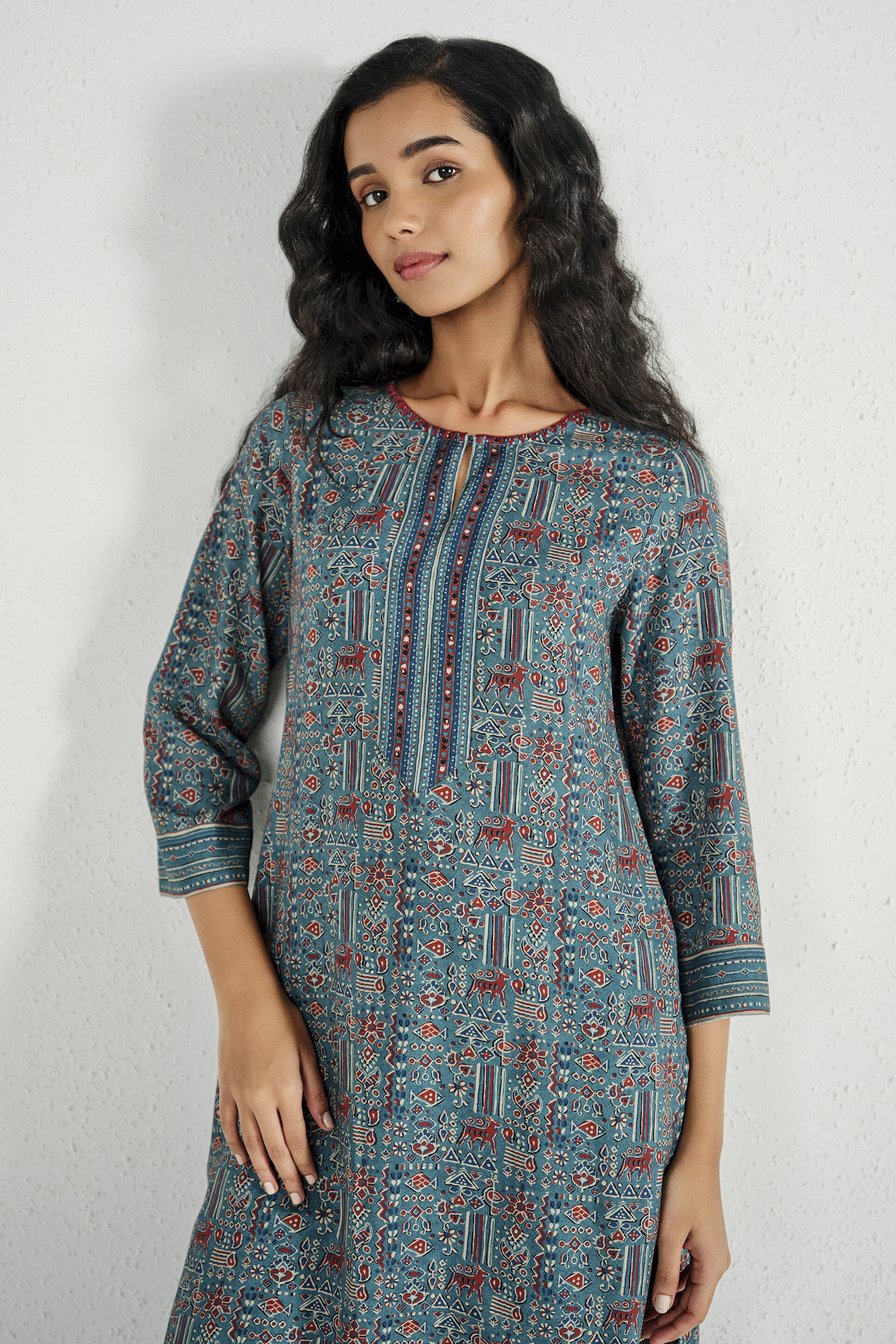 Pihu Blue Straight Kurta, Blue, image 3